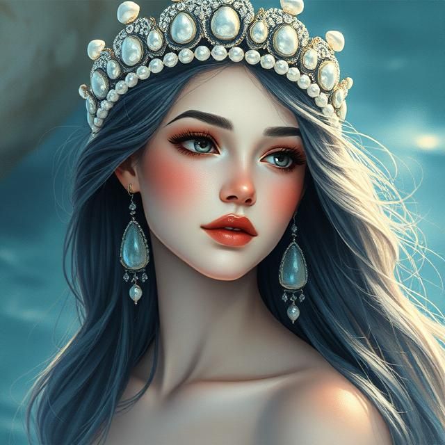 A BEAUTIFUL MERMAID PORTRAIT GIRL WITH LONG HAIR AND PRETTY ...