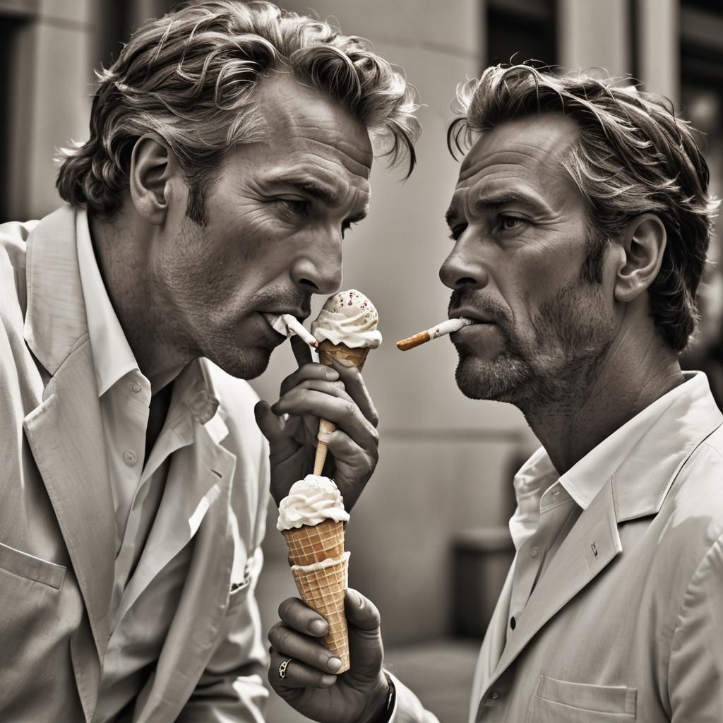 Celebrities Share Ice Cream in Macro Photography Style