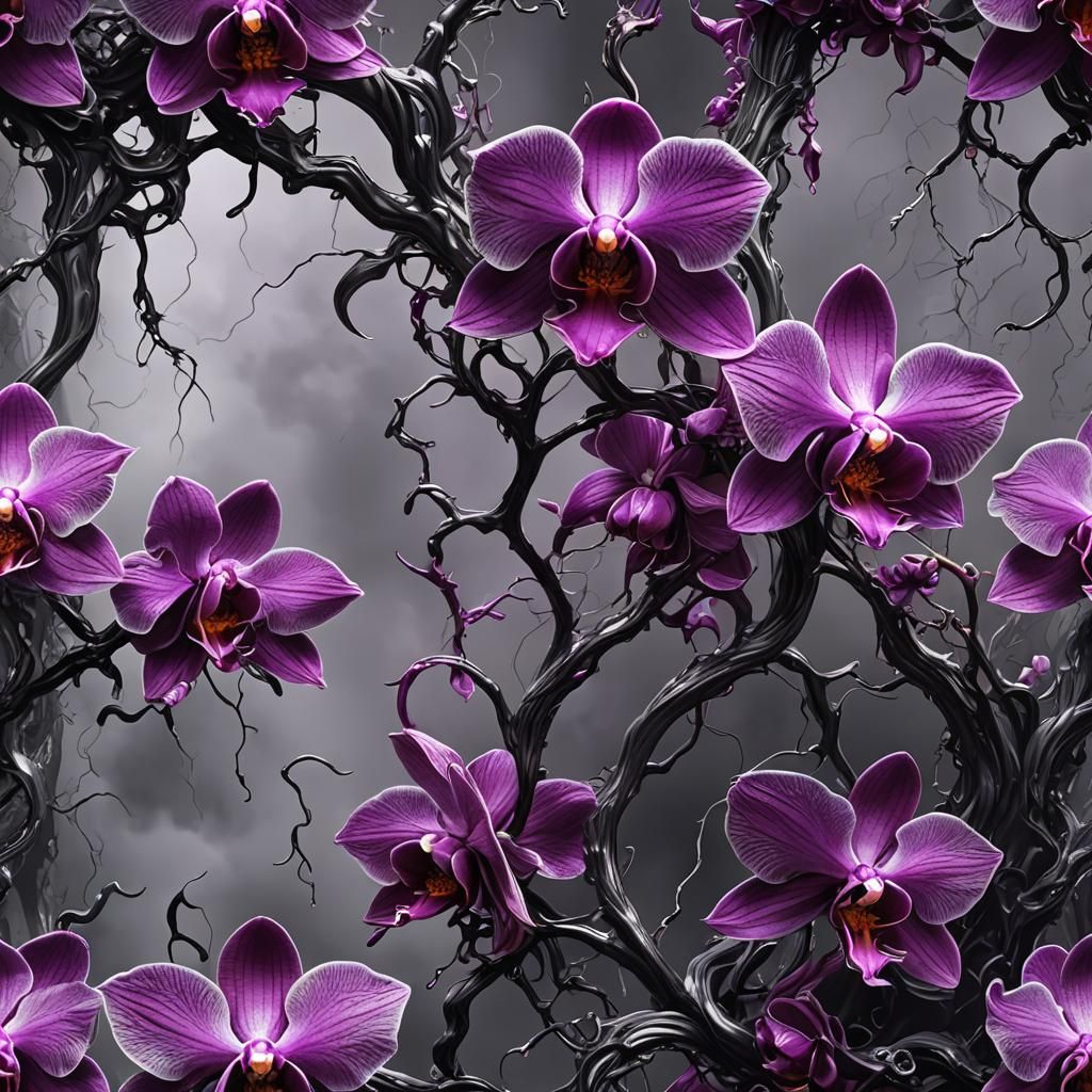 Fantasy creature, sinister, deadly, (orchid purple, flowing ...