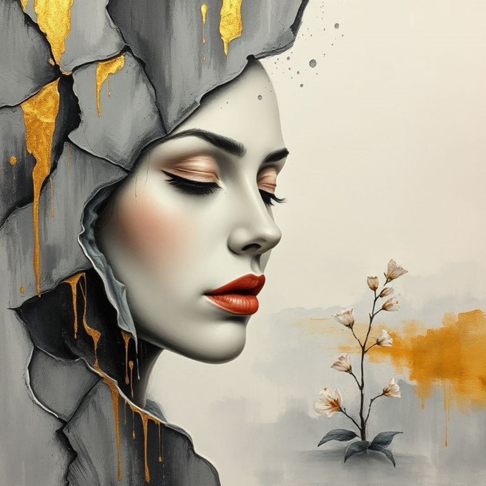 A serene, oil-painted woman