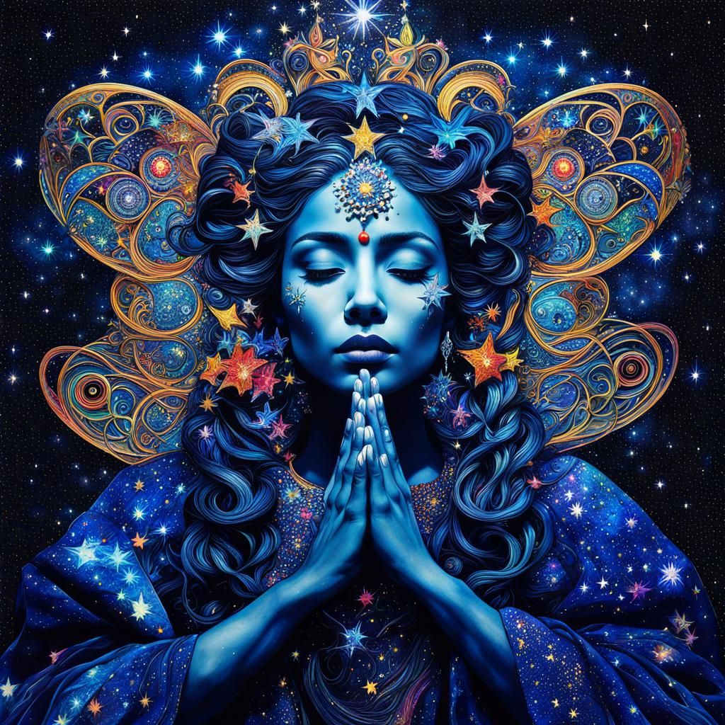 Magical Fairy goddess, Starry Night abstract expressionism, ...