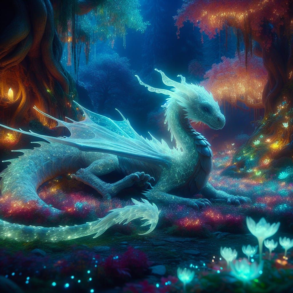 Dragon rests in the grove