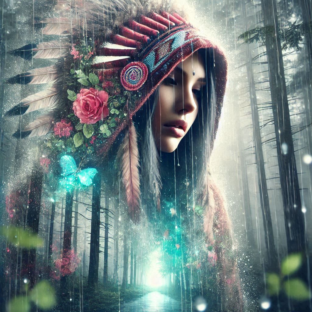 double exposure beautiful fantasy DALL-E 3 portrait landscape..