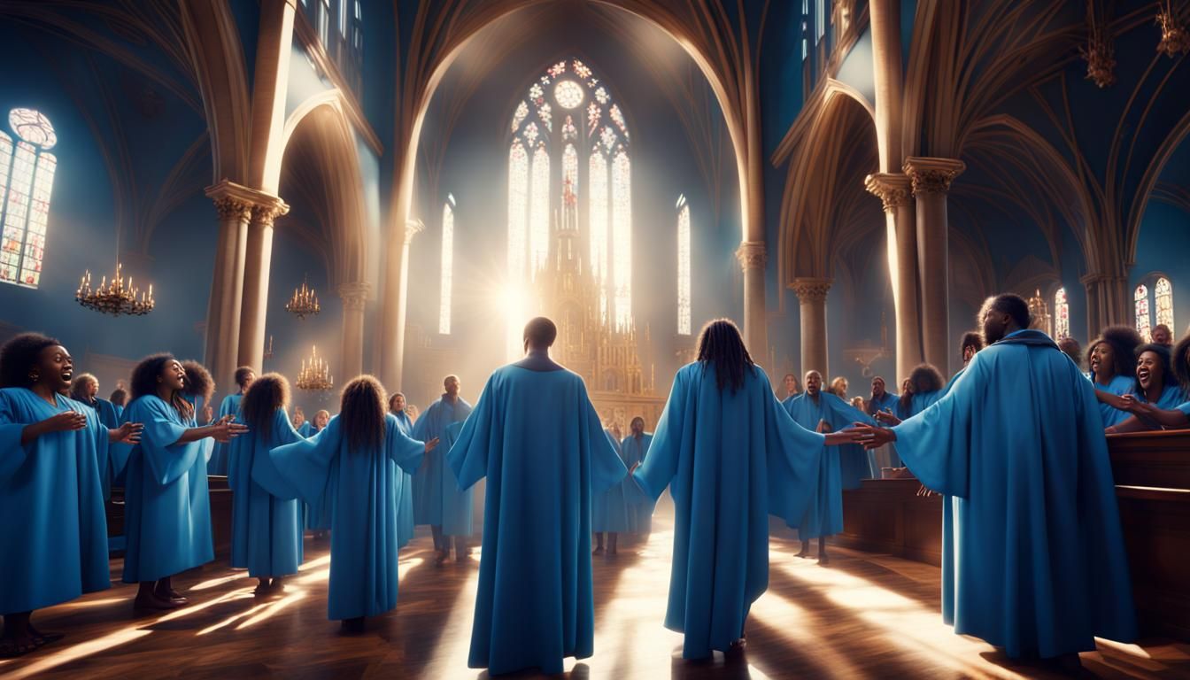 Gospel choir singing AI Generated Artwork NightCafe Creator