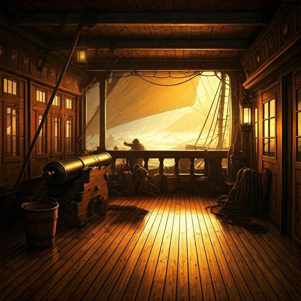 Sailors Scramble Amidst Turbulent Storm Within a 19th-Centur...