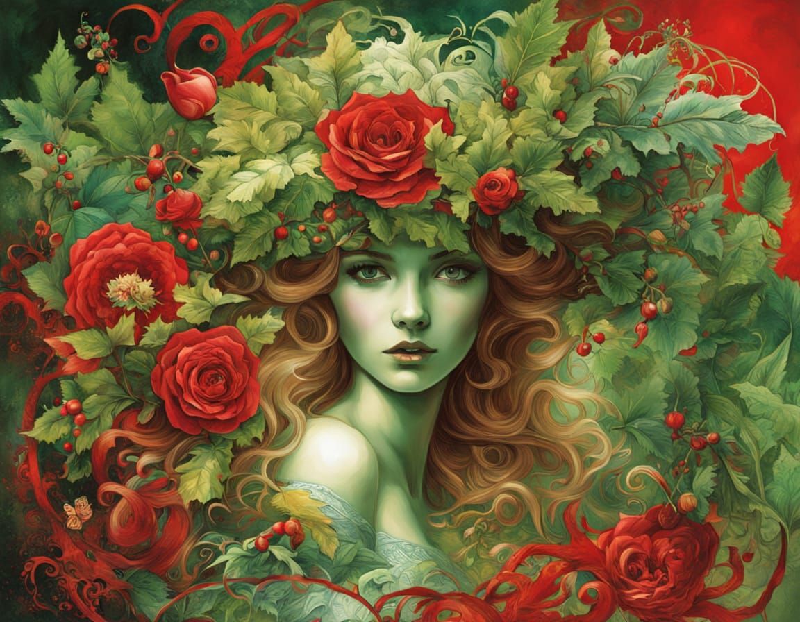 Portrait With Striking Elements of Red and Green!   by @ArtMew94