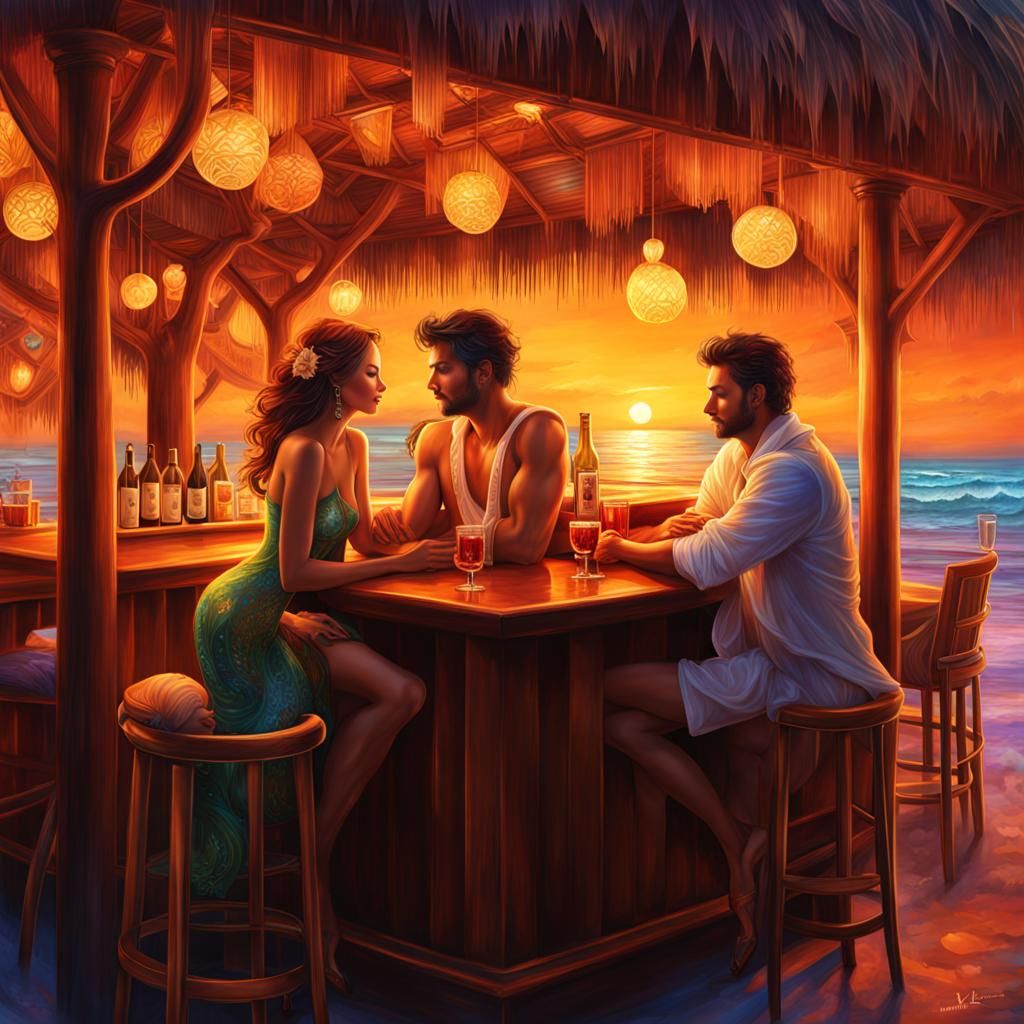 Nighttime at the beach bar