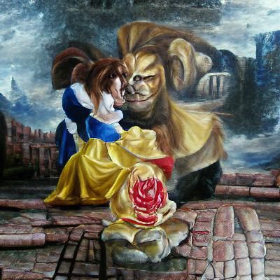 Beauty and the beast renaissance oil painting