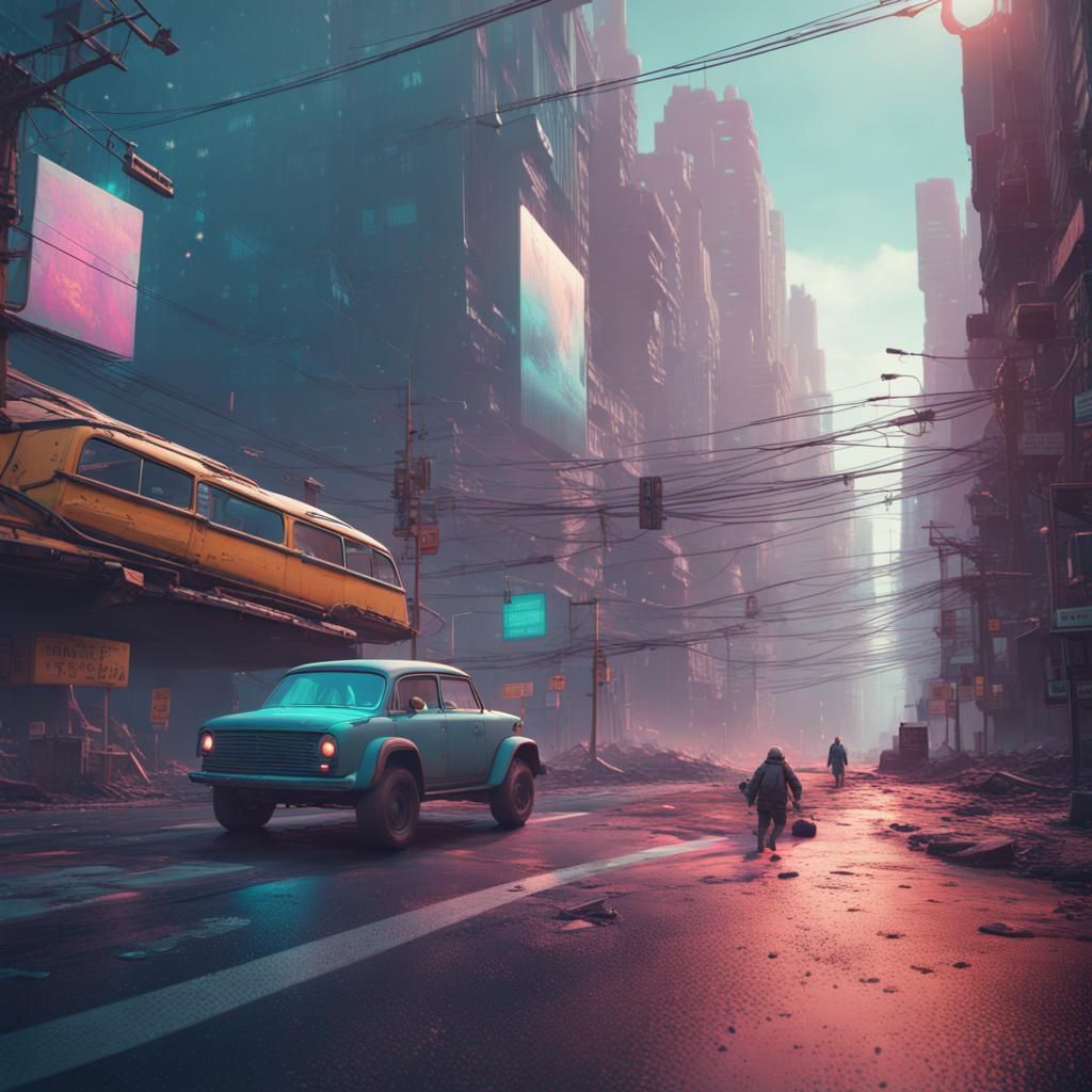 crossing road - AI Generated Artwork - NightCafe Creator