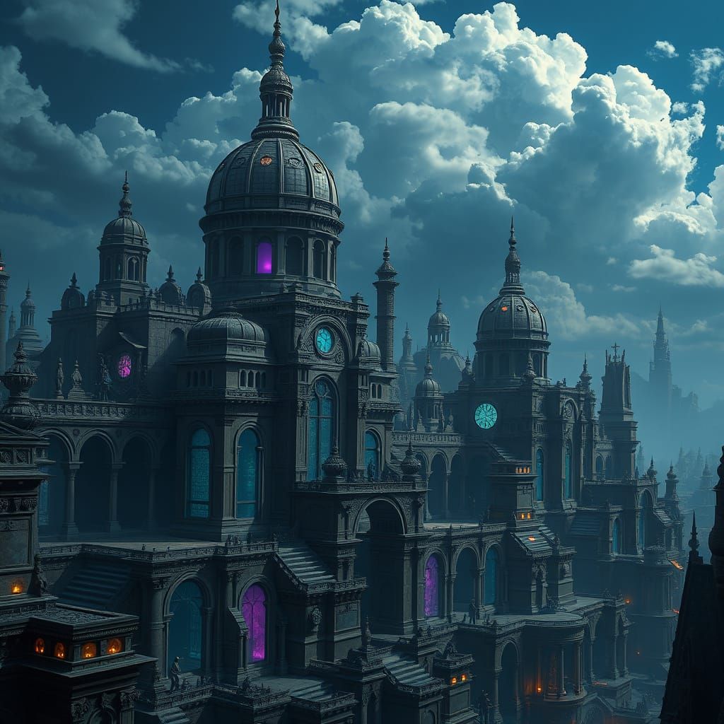 Ethereal City of Wonders in Dark Fantasy Style