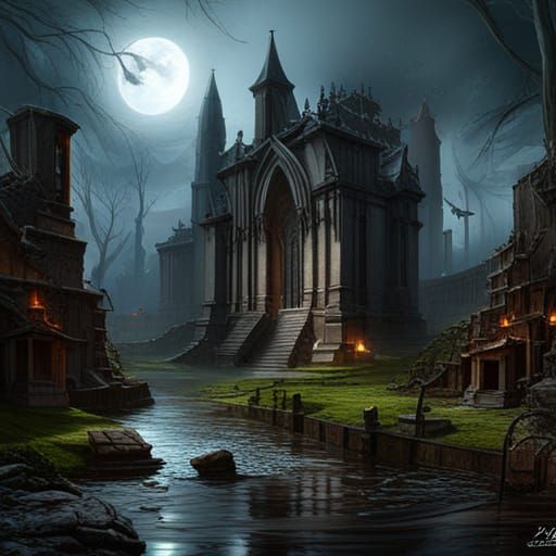 skull raining on a graveyard
