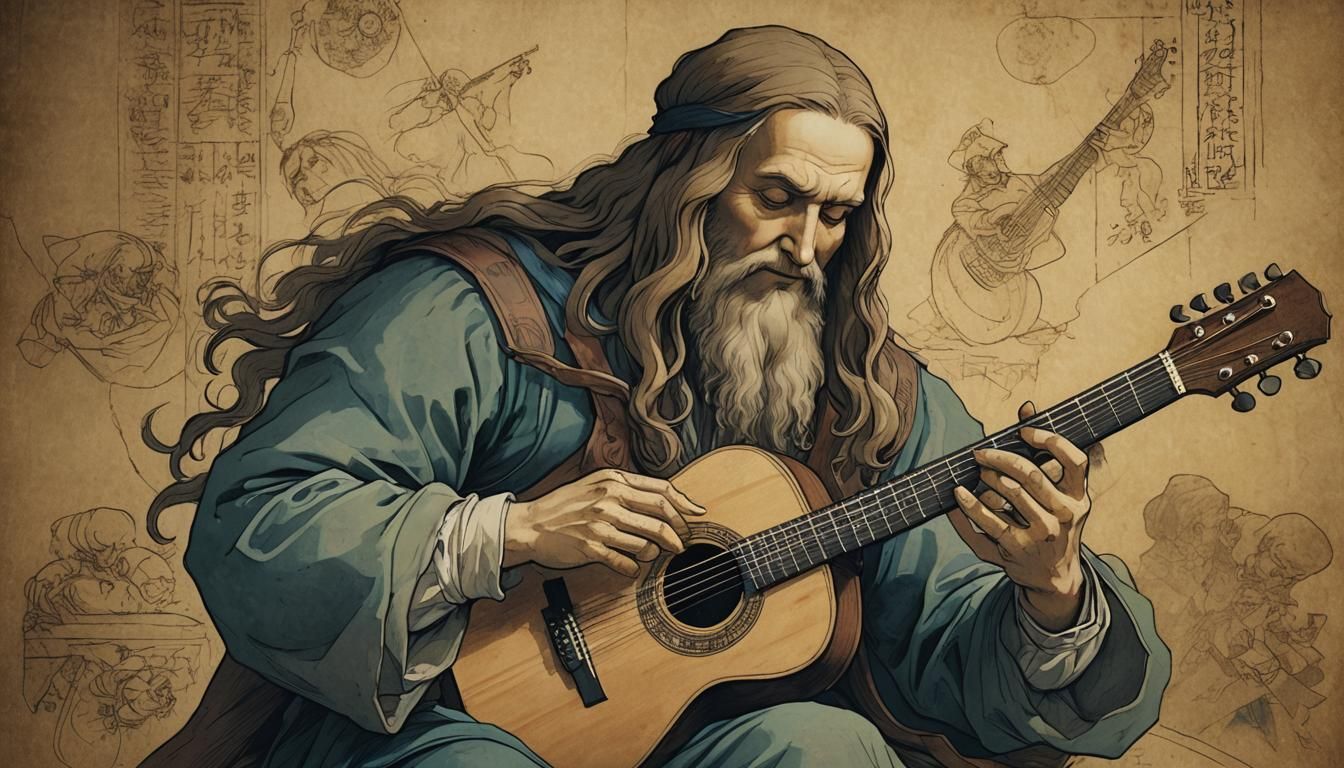 Leonardo da Vinci loves  guitar