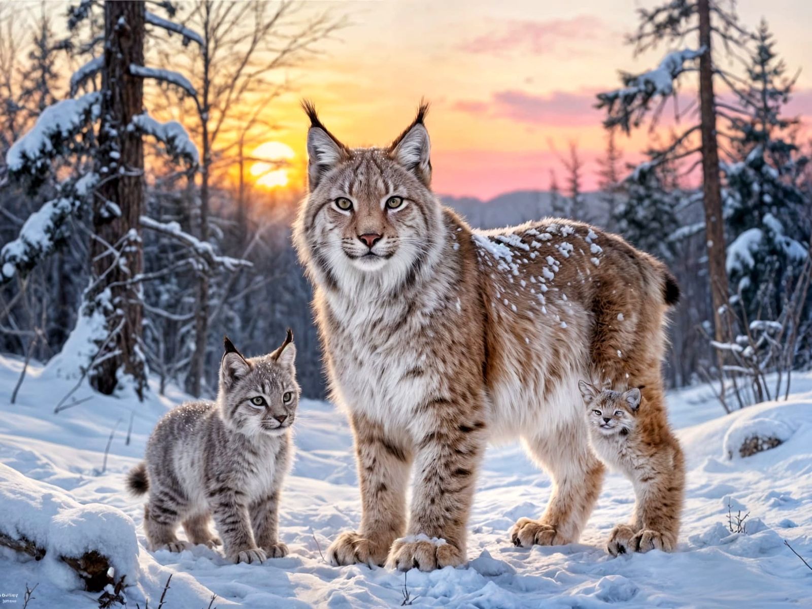 An adorable portrait of an Arctic lynx and its cub  by @Maria Jesus