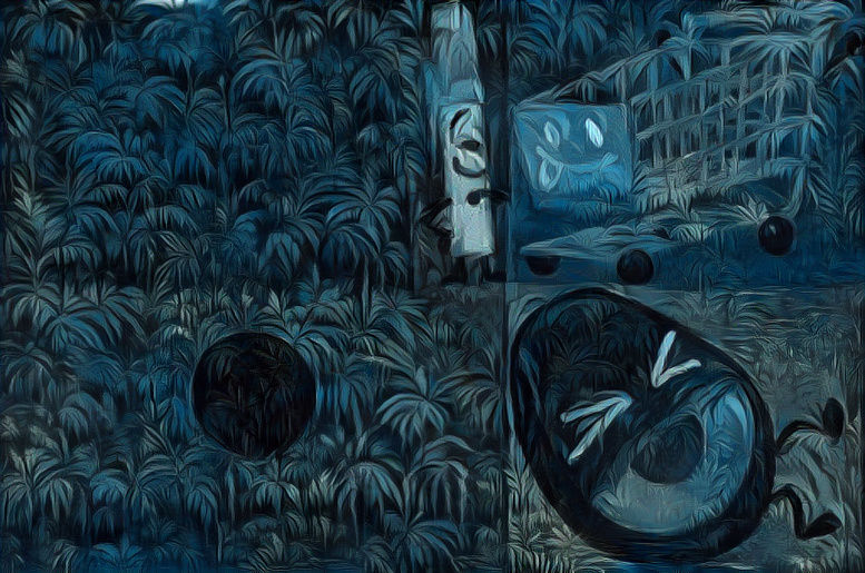 Pen, Shopping Cart, Black Hole, and Avocado (Maori sculptures and Claude Monet)