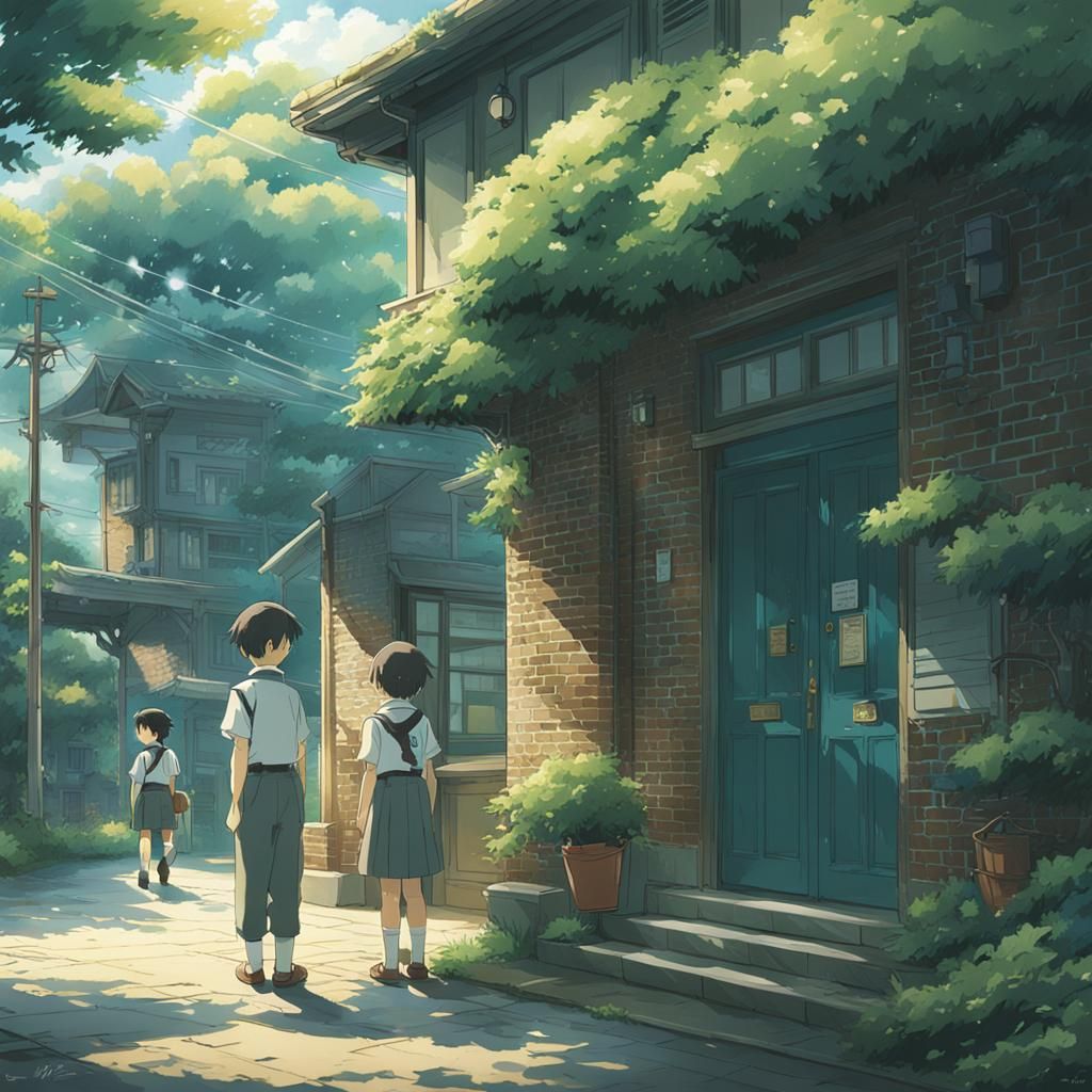 Anime Schoolboy in Ghibli Style