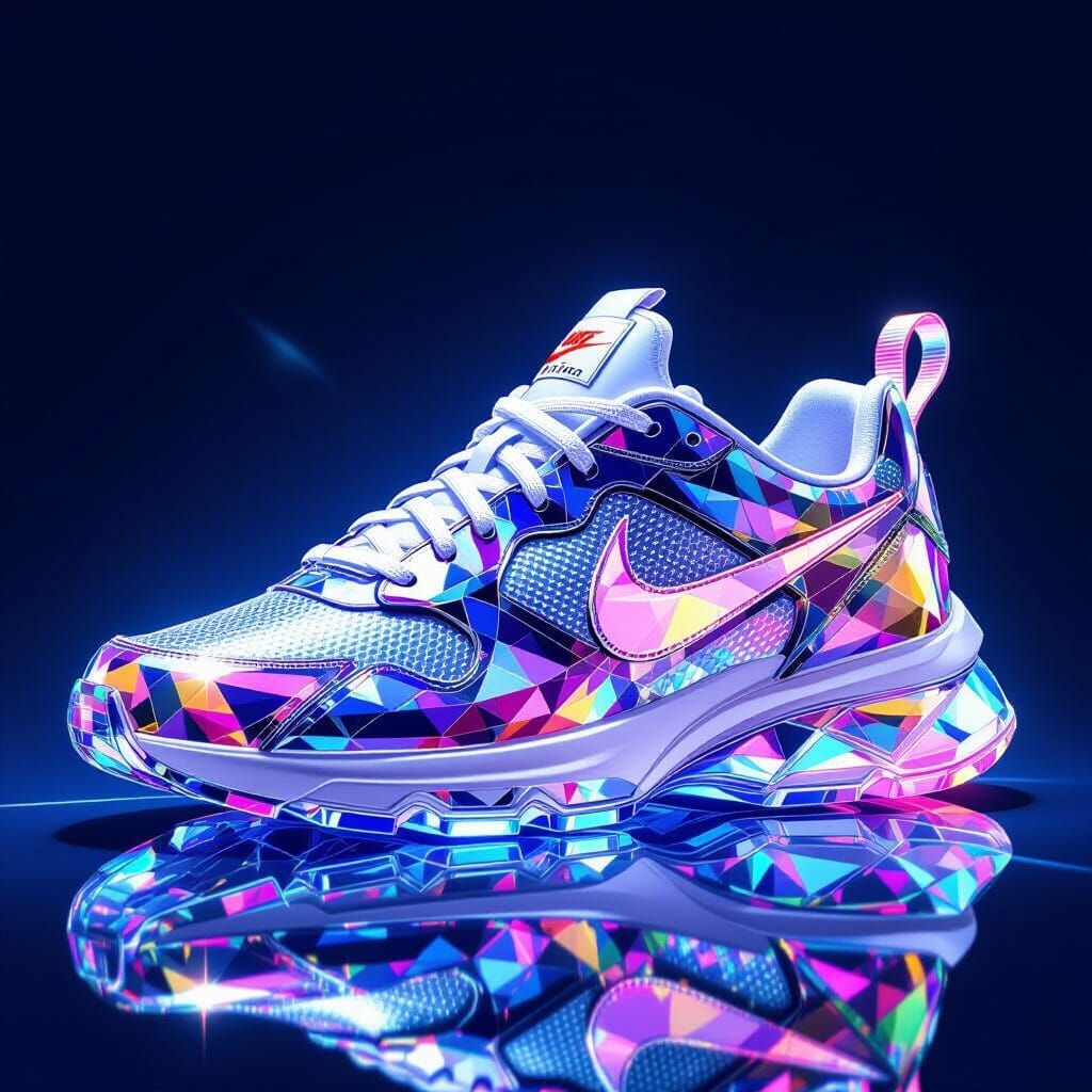 Glass and Crystal Nike Sneaker in Futuristic Style