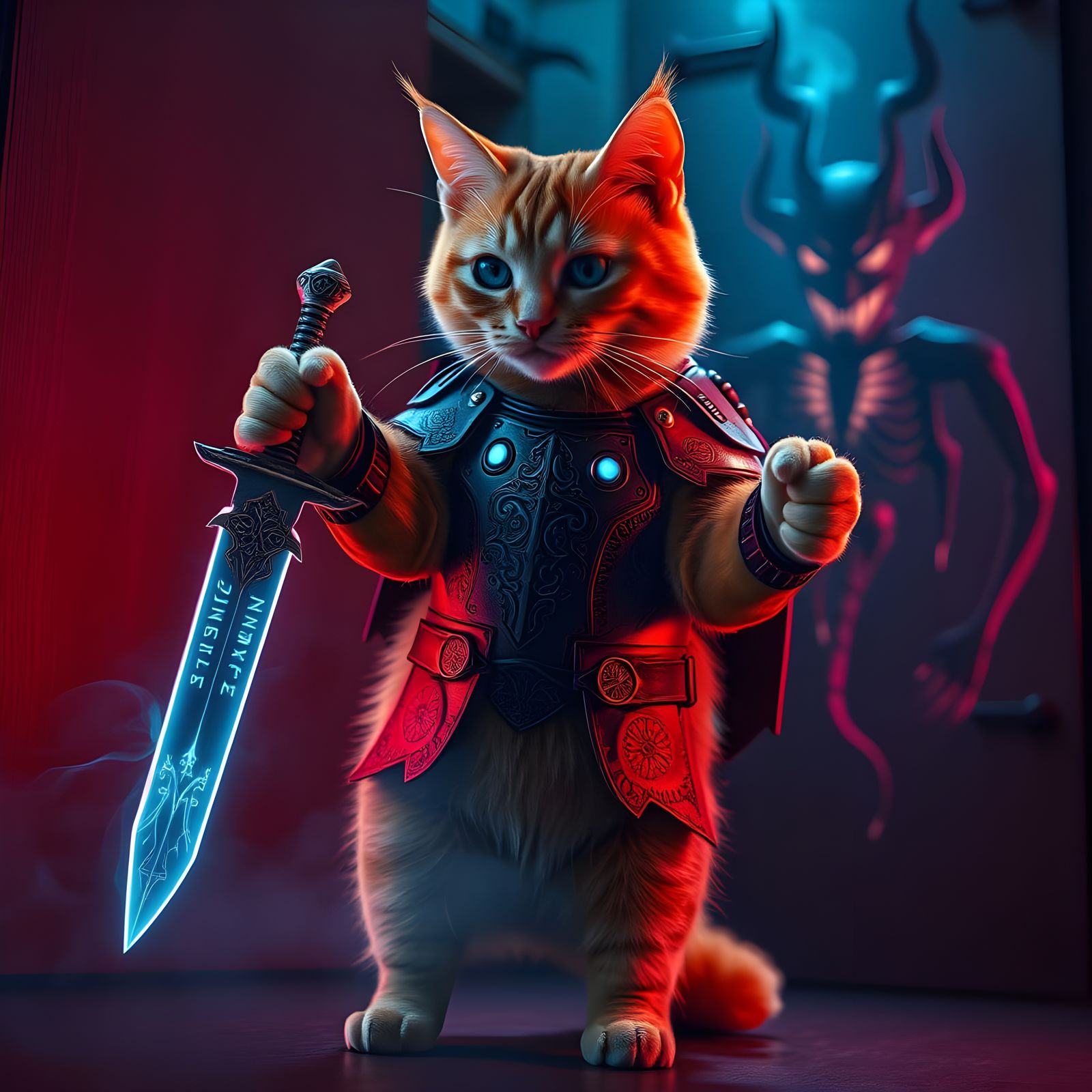 Majestic Cyberpunk Cat Knight