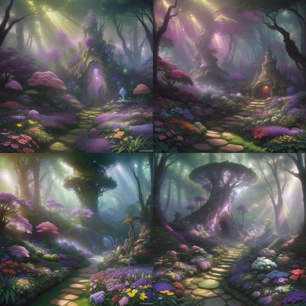 other worldly surreal cosmic grotto with sunlight streaming ...