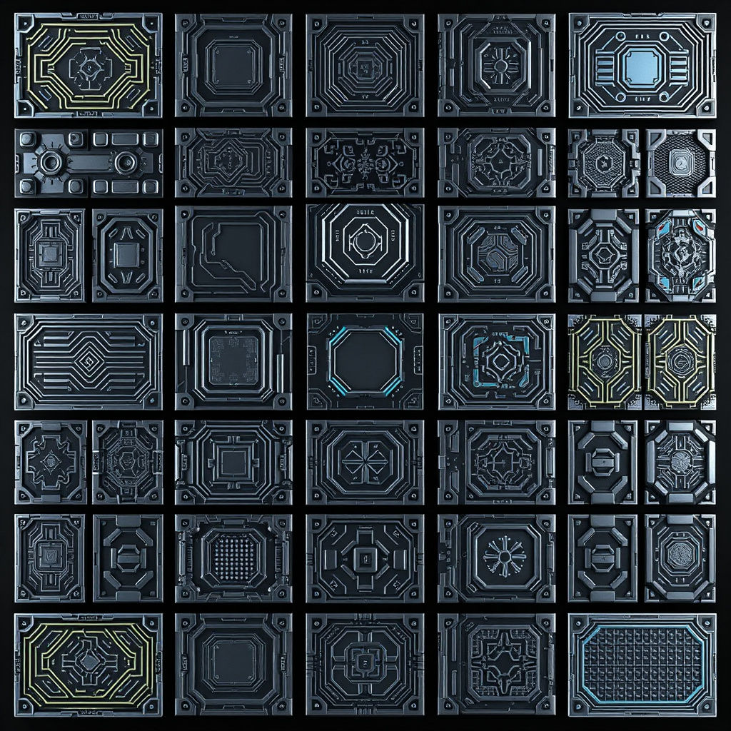 Cyberpunk Metal Floor Tiles: 3D Futuristic Designs