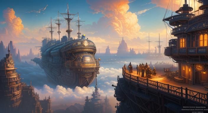 Steampunk Airship Dock Ai Generated Artwork Nightcafe Creator