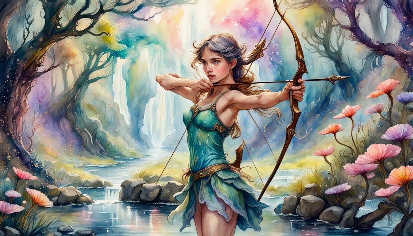 An Archer in a Whimsical Fairy Wonderland  by @Bunnzo