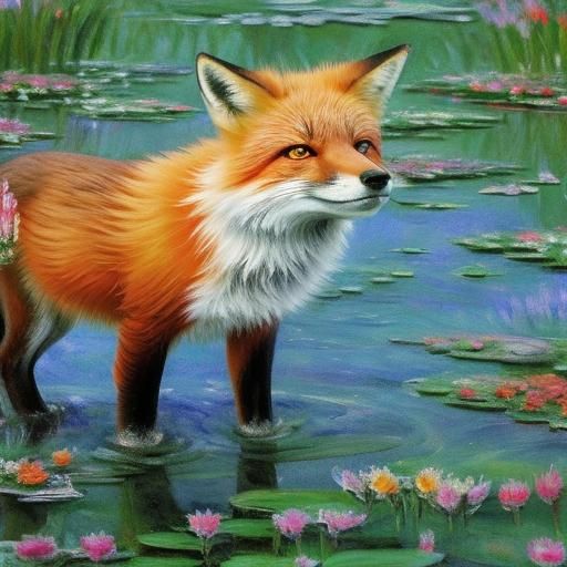 red fox, stars, monet