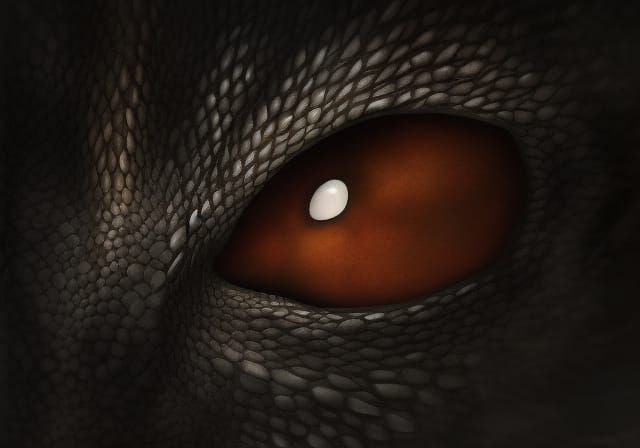 real Dragon eyes with scales and horns