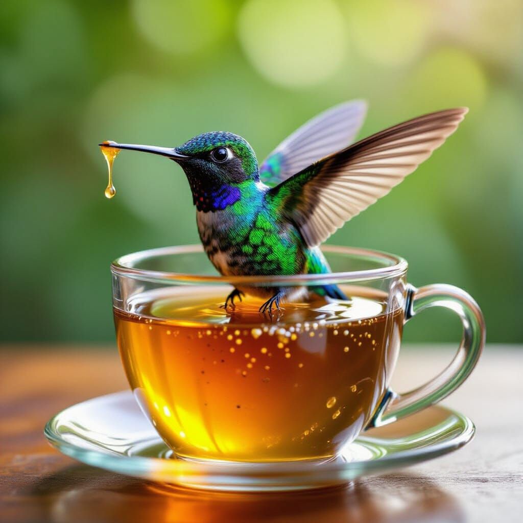 Hummingbird Trapped in Honey: A Vivid Macro Shot