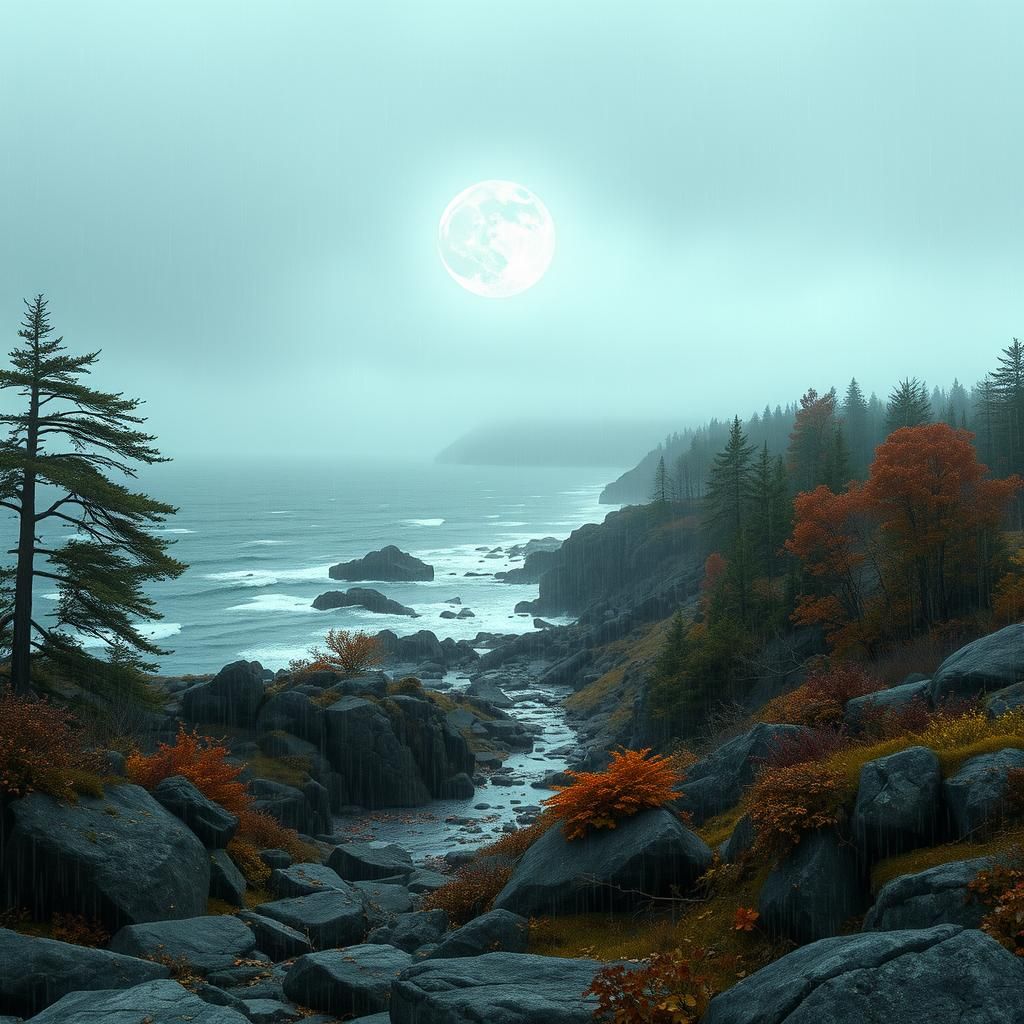 Rainy Fall day on the coast of Maine.