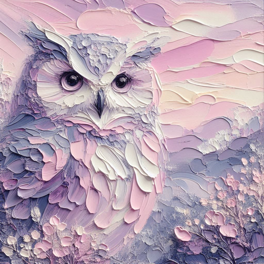 pastel pink and pastel purple owl