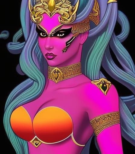 Bioluminescent Cobra Monster Girl Superheroine