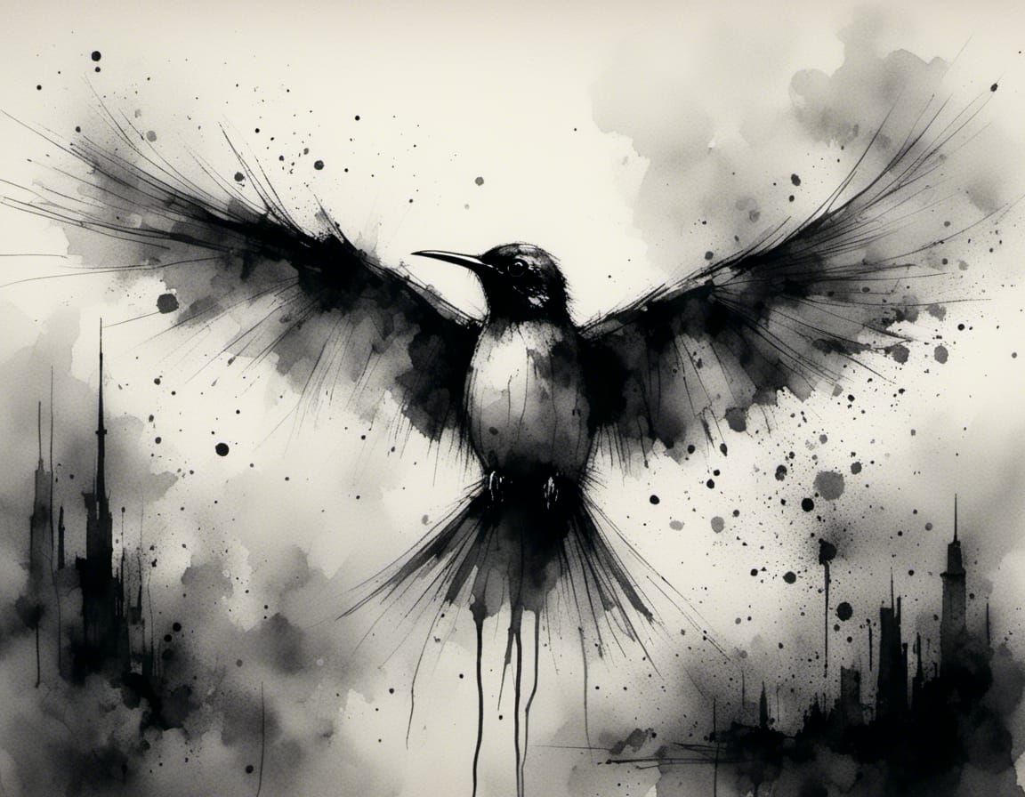 Palestinian sunbird | Charcoal and ink (Charcoal and Ink)  by @Mak