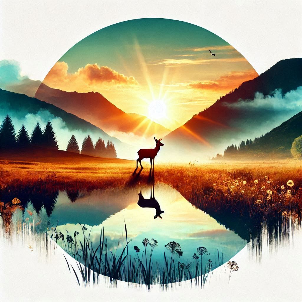 double exposure beautiful fantasy DALL-E 3 portrait landscape..