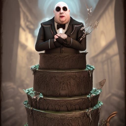 Very fat Wednesday Addams eating the big cake with by ShadTkhom on  DeviantArt