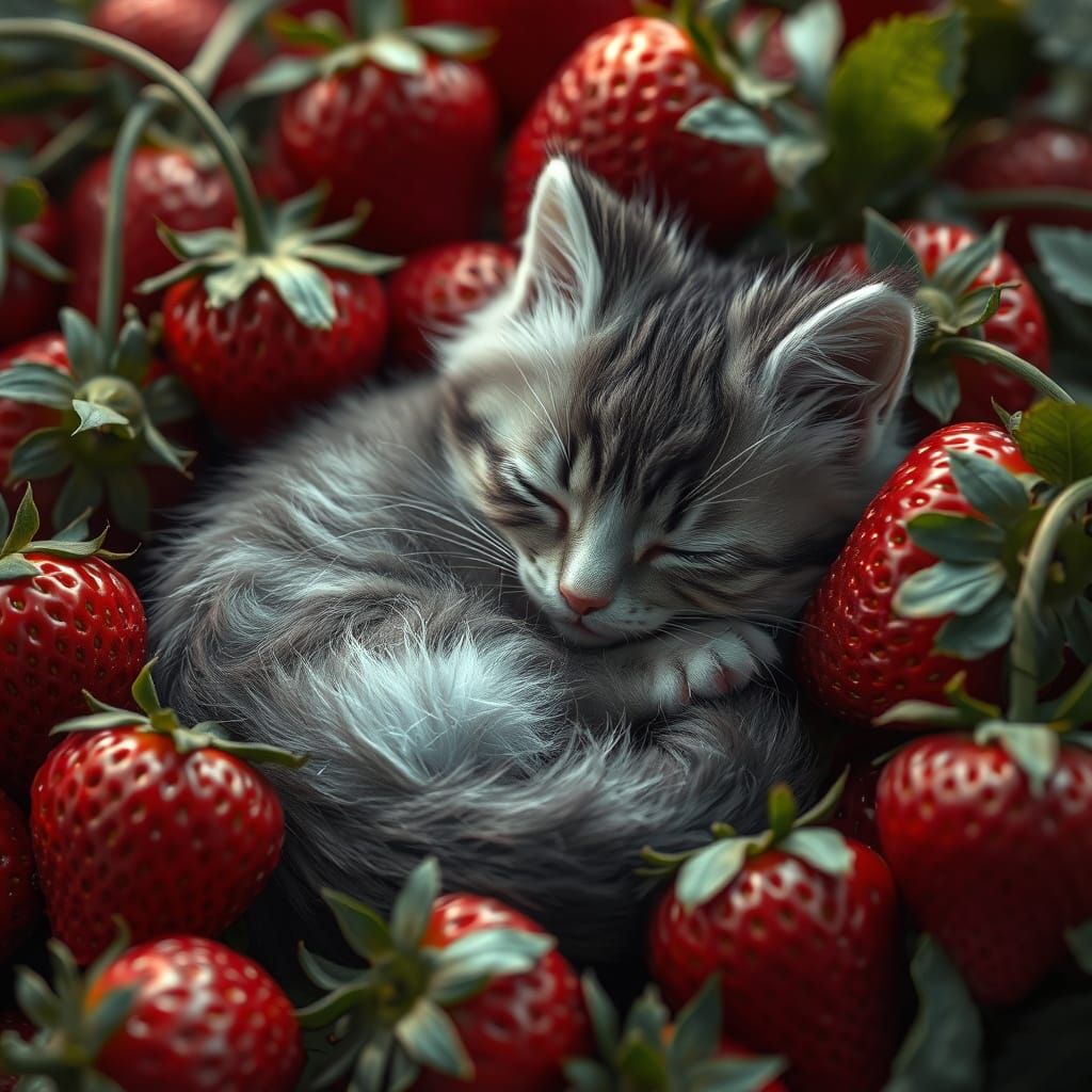 a cute baby cat sleeping in a bed   by @AnimalLover