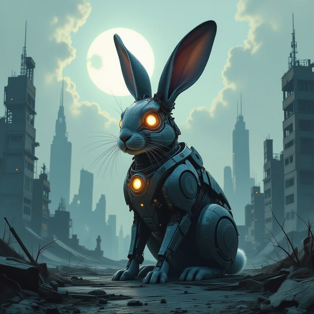 A Colossal Rabbit-Droid Glowing Eyes  by @Malody Singrite
