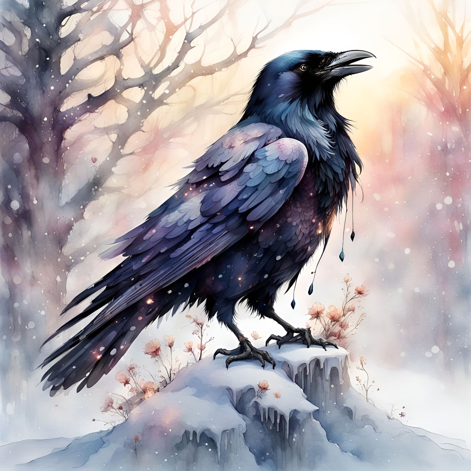 Raven in the snow  by @Nina Camplin