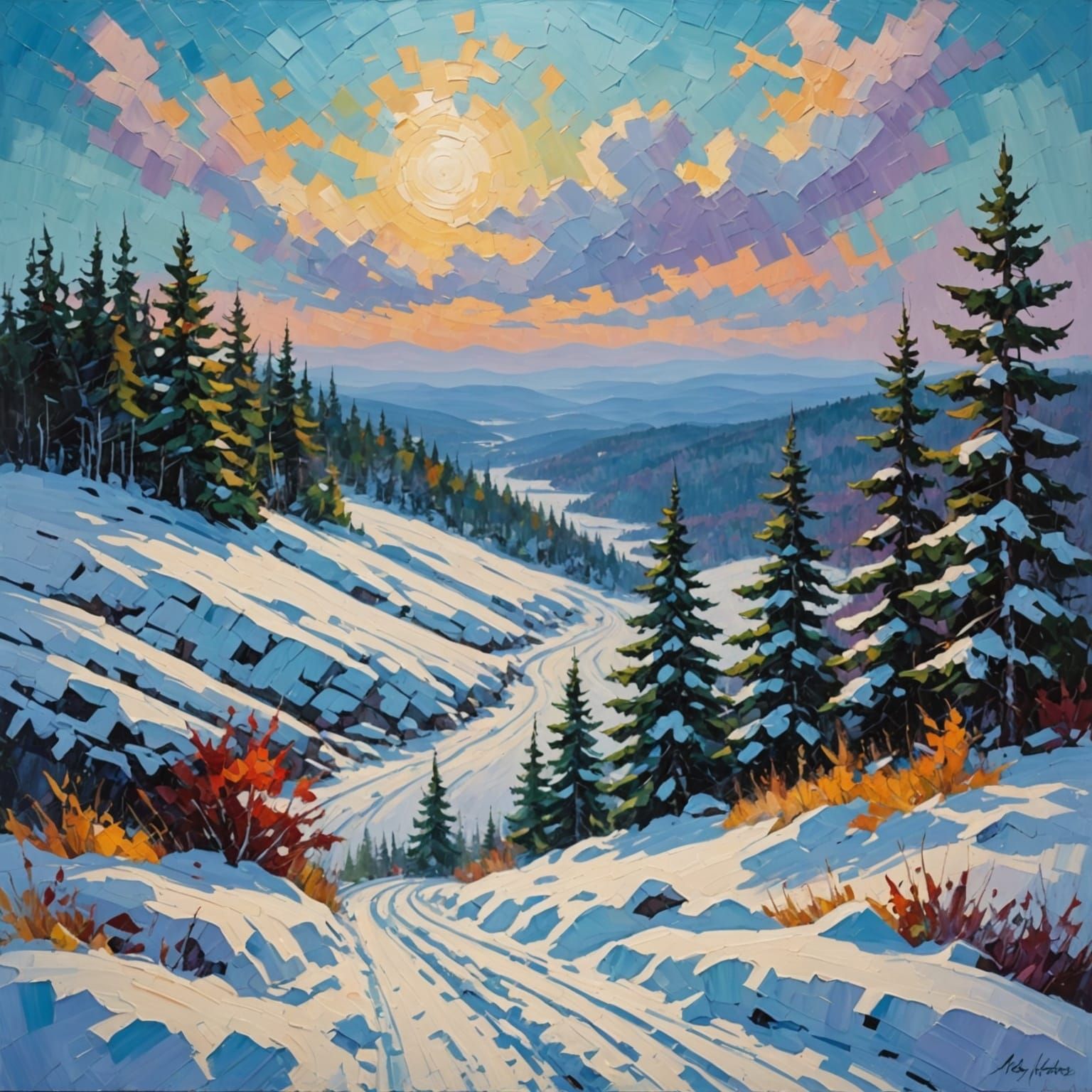 Heavy Winter Blizzard On A Maine Mountain