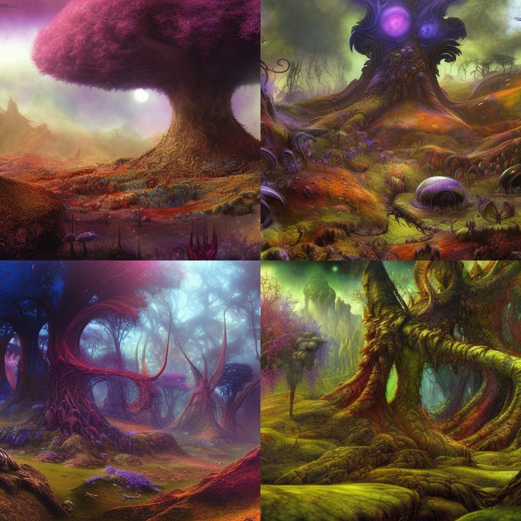 scenic landscape on the planet of Thra by Brian Froud, dark ...