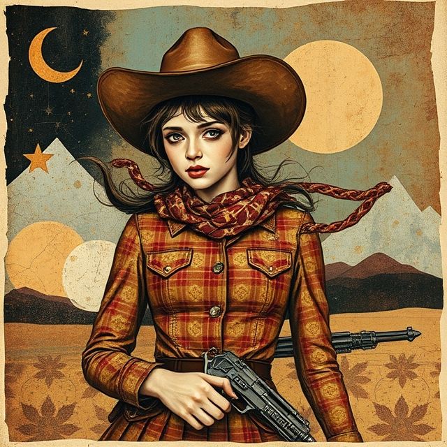 Encaustic Decoupage: the cowgirl
