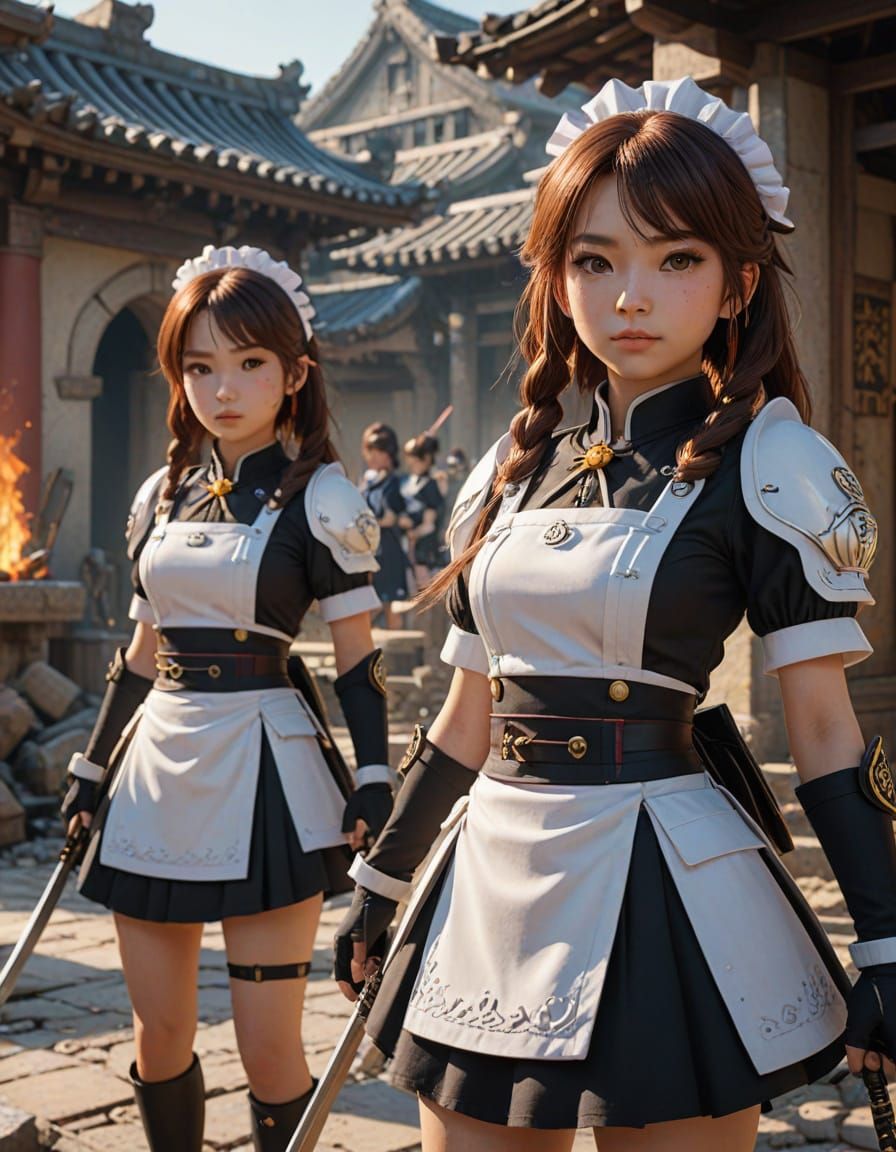 Epic Warhammer 40k Maid Battle in a Ruined Temple