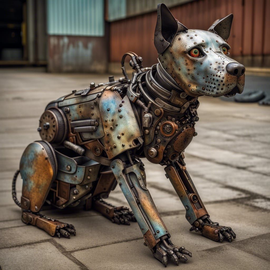 scrap metal robot dog  by @Donna 
