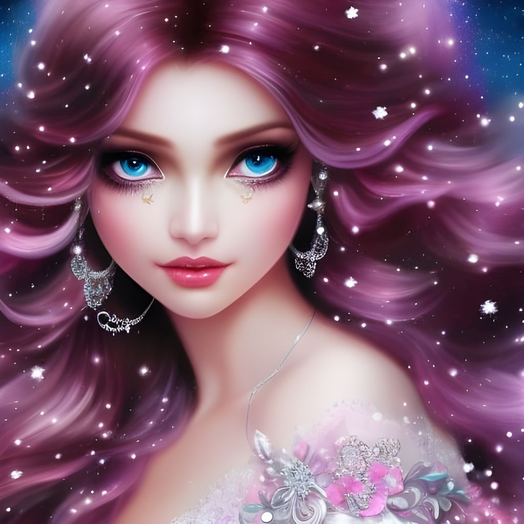 Beautiful Magical BEAUTIFUL_SNOW_PRINCESS with HUGE_SPARKLING_PINK_EYES ...