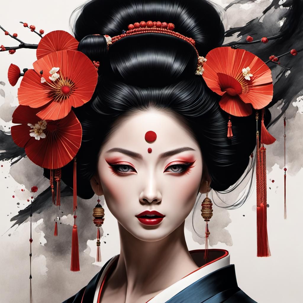 Sinister geisha - AI Generated Artwork - NightCafe Creator