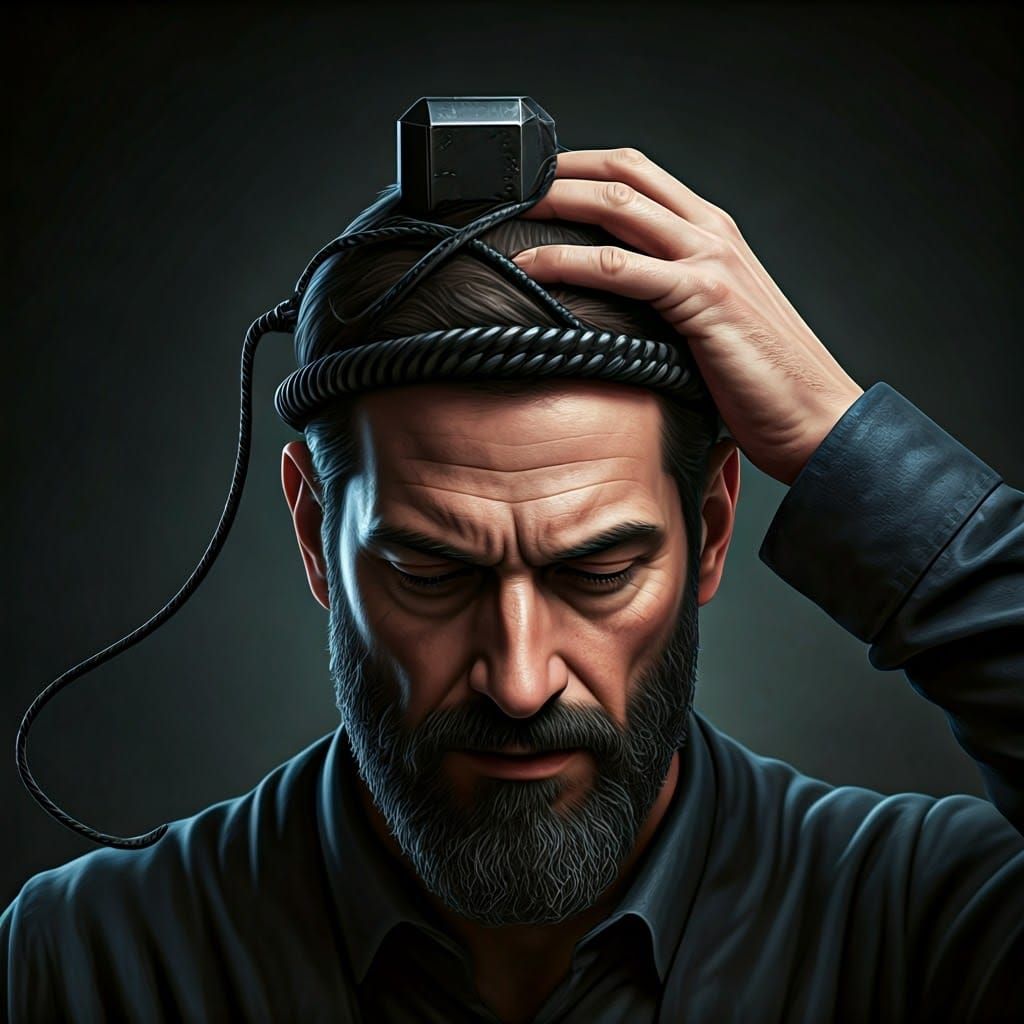 Tefillin Image in Dark Mystical Style