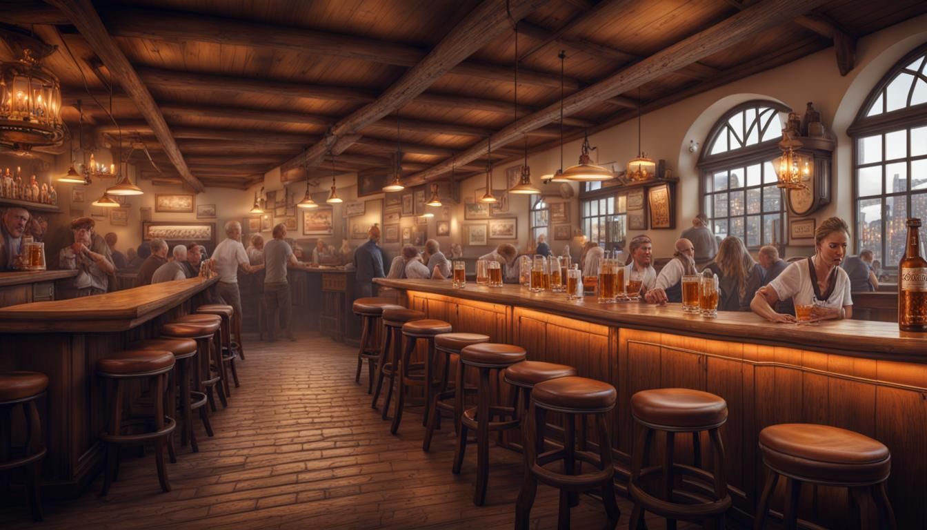 Oktoberfest in a german pub - AI Generated Artwork - NightCafe Creator