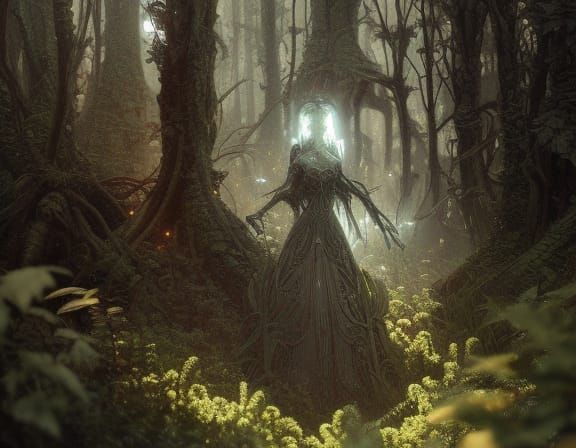 cybernetic forest a spiritual , concept art, intricate details, eerie ...