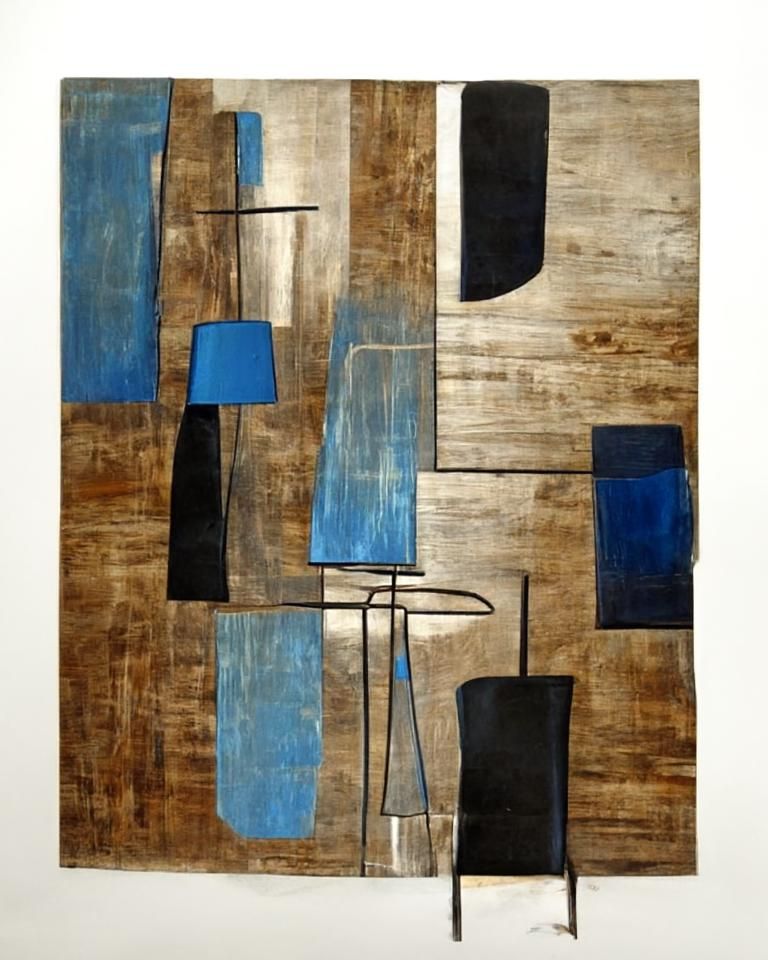 Blue mid century modern Abstract