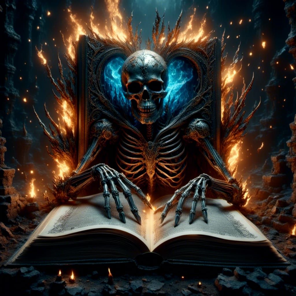 Demonic Skeleton Escapes Ancient Mystical Book