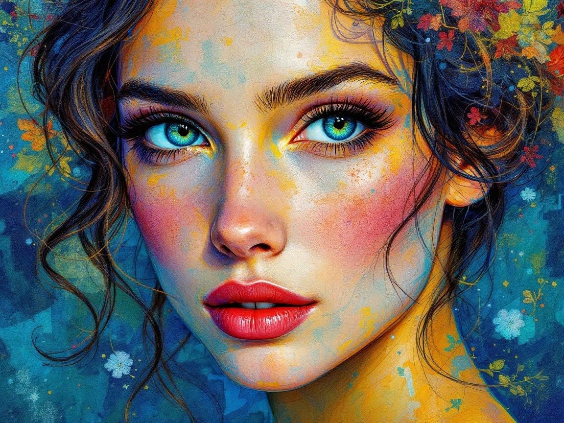 Portrait of a beautiful woman, van Gogh style